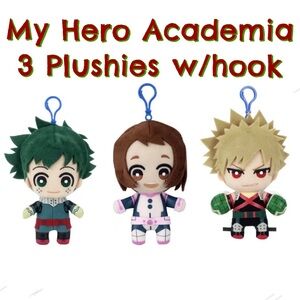 My Hero Academia Katsuki Bakugo Set of 3 Plushies w/Clips NWT